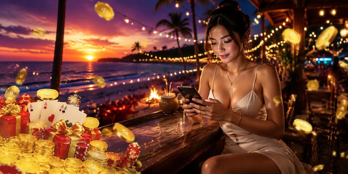 Người chơi thử vận may với trò chơi bài casino trên bãi biển Phú Quốc